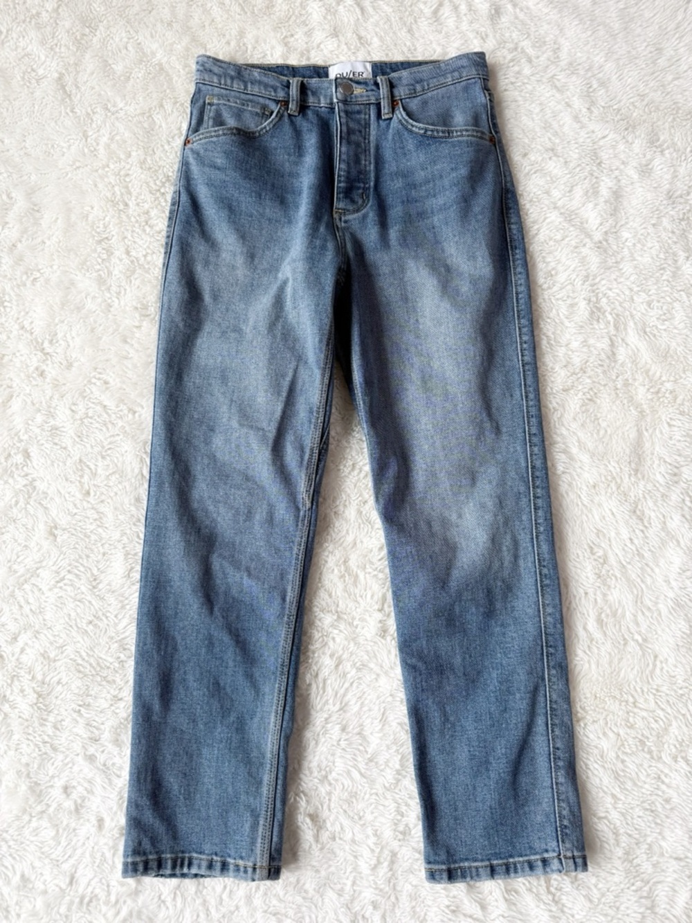 DU/ER Woman Blue Performance High Rise Slim Straight Jeans US27 Classic Western